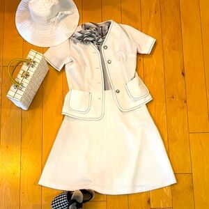 70’s Brady Bunch RARE Leisure Suit Dress Set Waffle Pattern Office Siren  SZ XS